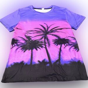 Tropical Vibes Purple Palm Tree Tee